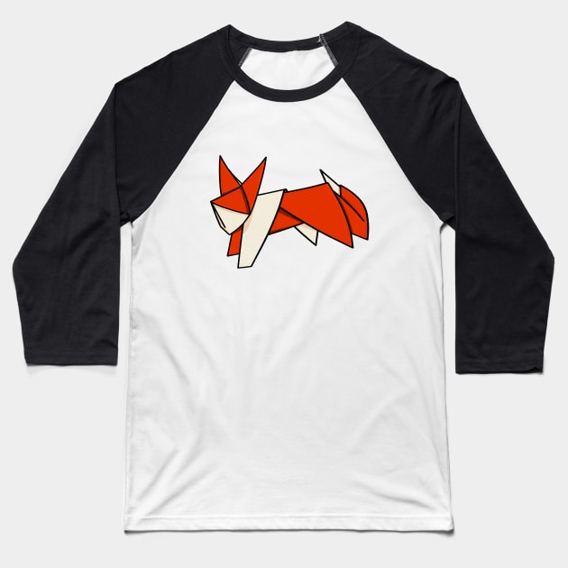 Cute Orange Origami Fox Baseball T-Shirt by mailboxdisco